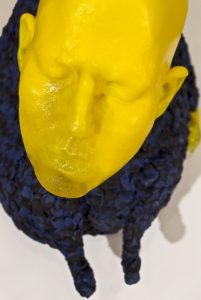 Rona Pondick, "Yellow Blue Black White" 2013-18, Pigmented resin, acrylic, and epoxy modeling compound, Unique, 20 1/2 x 17 3/4 x 17 7/8 in (52.1 x 45.1 x 45.4 cm)
